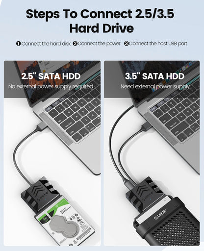 USB 3.0 to SATA Adapter Cable for 2.5/3.5" HDD/SSD - 5Gbps Fast Data Transfer