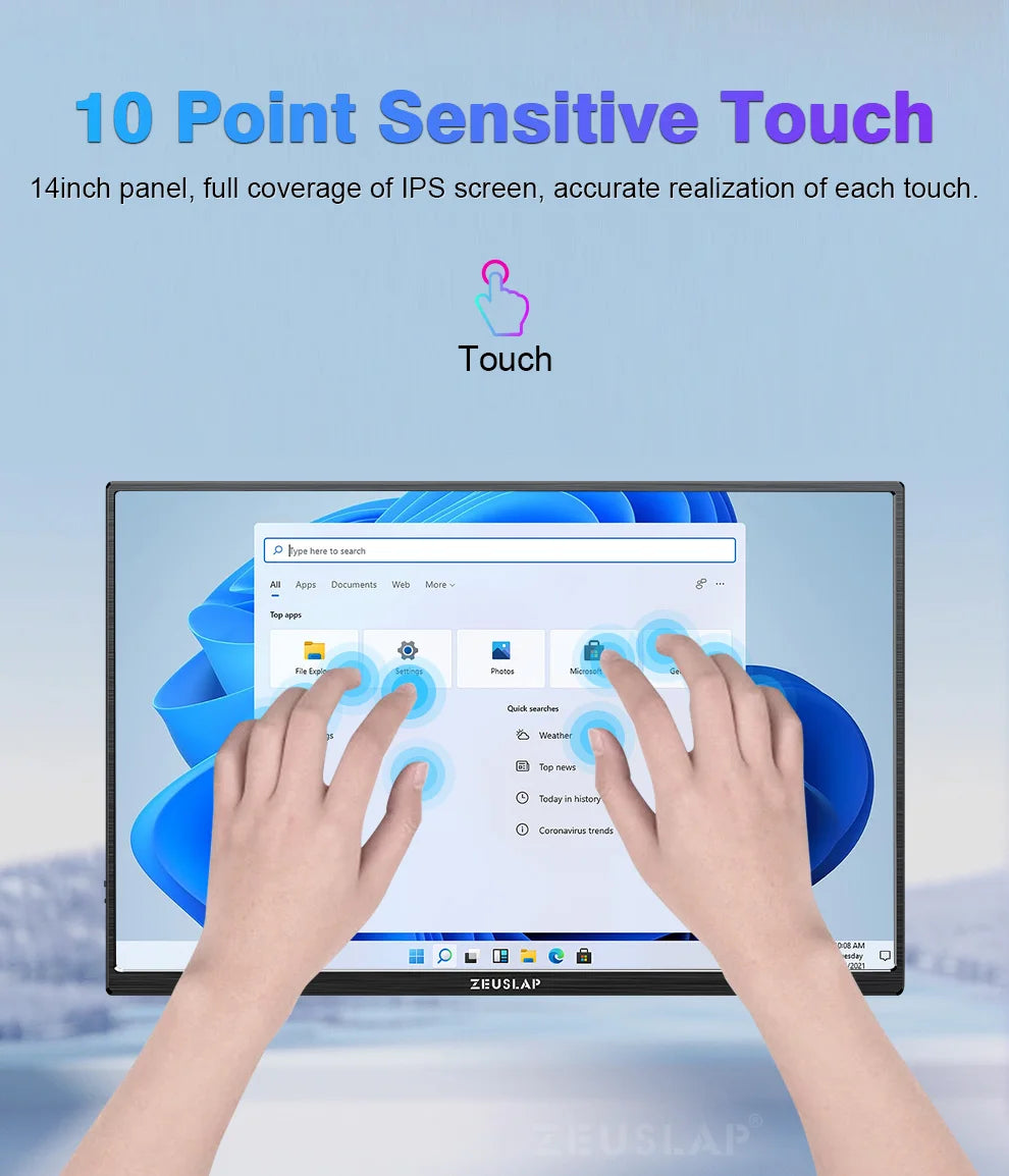 14" Portable Touch Screen Monitor 1920x1200 FHD Laptop Travel Display
