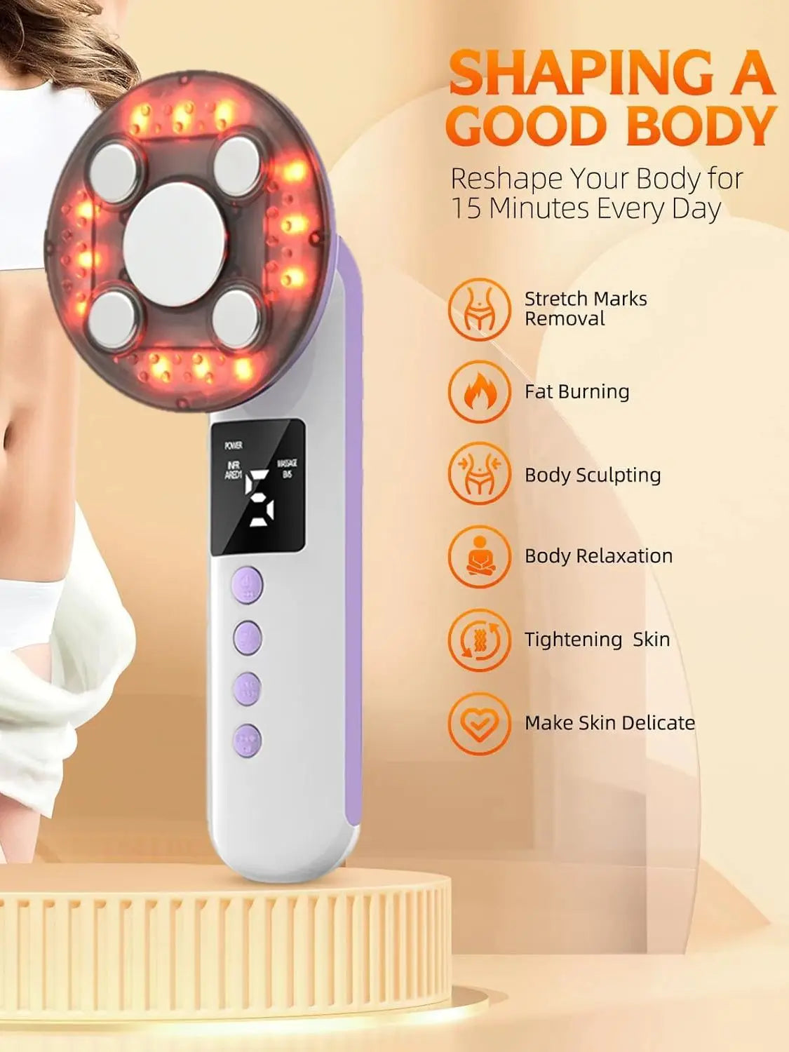 3-in-1 Ultrasonic Body Slimming, Cellulite Remover & Skin Tightening Massager - 10