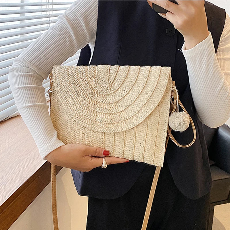 Luxury Woven Summer Straw Clutch