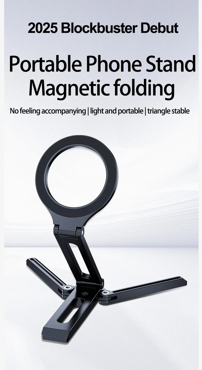 Foldable Magnetic Phone Stand for MagSafe - Aluminum Desktop Tripod - 7