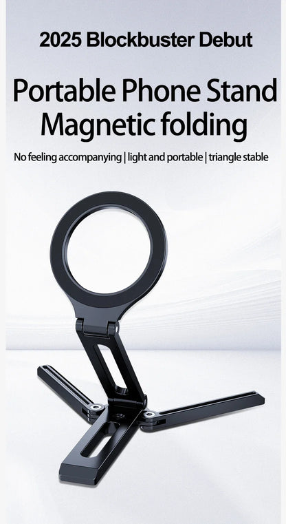 Foldable Magnetic Phone Stand for MagSafe - Aluminum Desktop Tripod