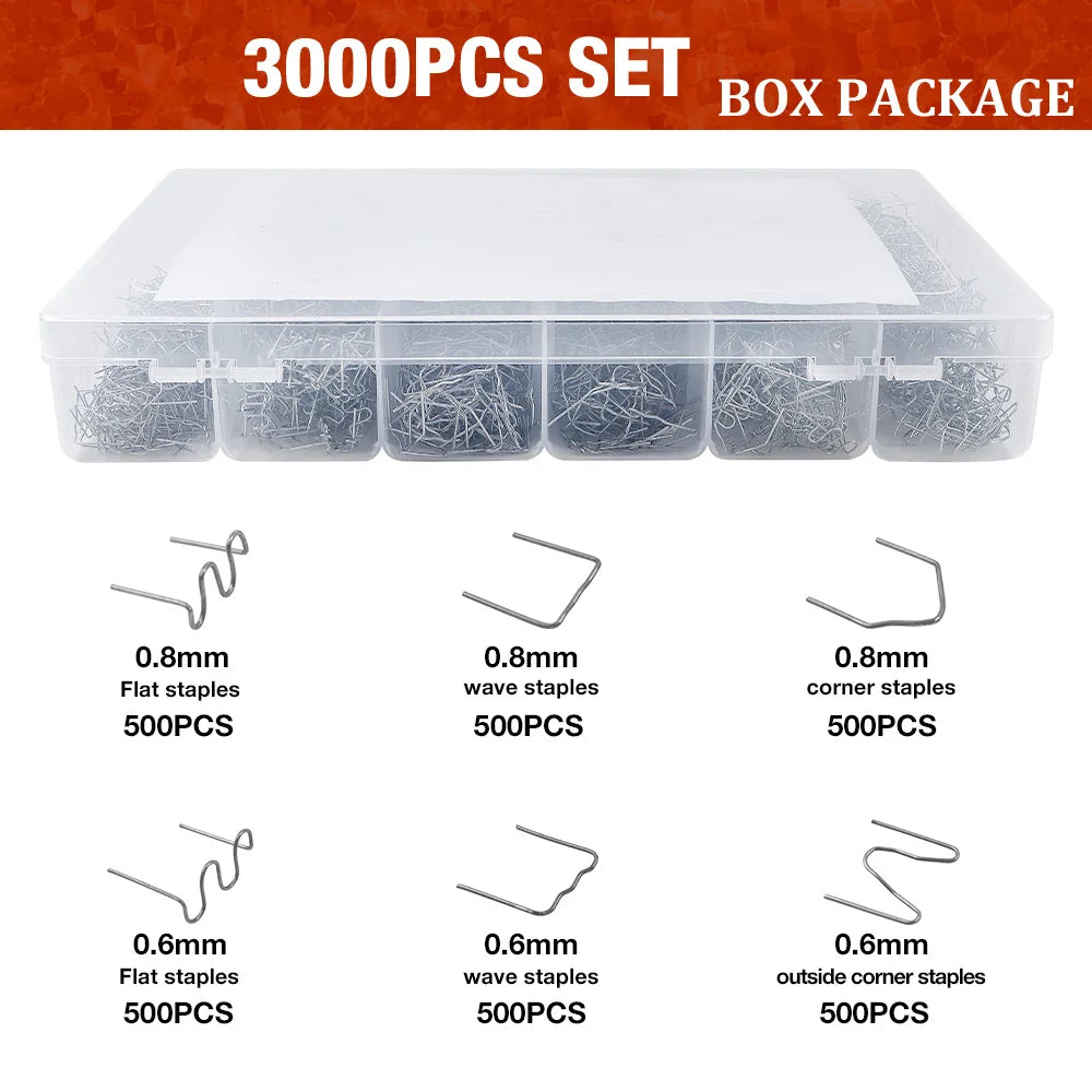 Stainless Steel Hot Staples for Plastic Repair Gun - 0.6mm & 0.8mm Welding Staples Kit