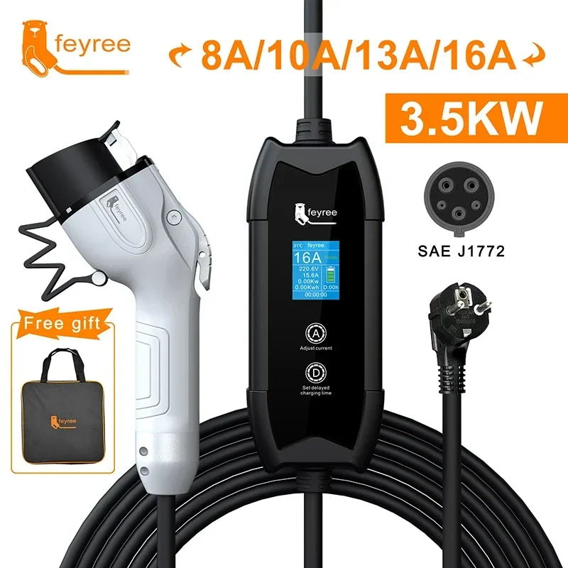 Portable EV Charger 3.5KW Adjustable Electric Vehicle Charging Station - 30