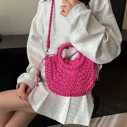 Luxury Orange Straw Handbag
