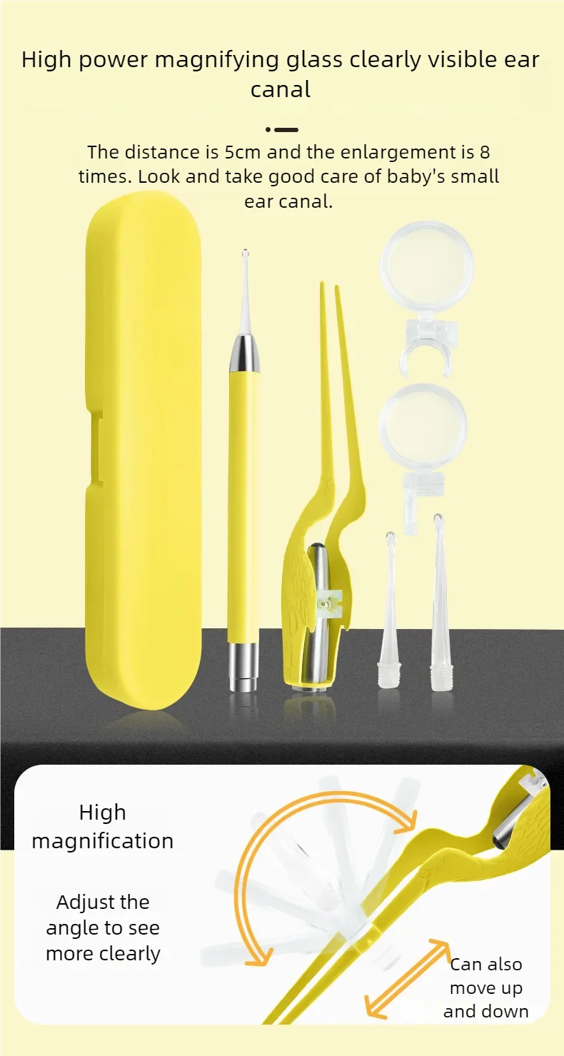 LED Illuminated Ear Wax Removal Kit - Professional Stainless Steel Ear Cleaning Tool - 7
