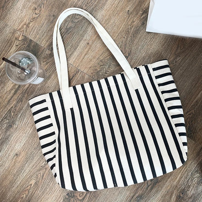 Luxury Striped Canvas Beach Tote