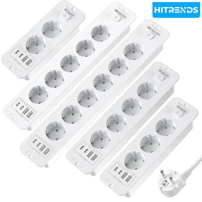 10-in-1 Recessed Power Strip with 20W USB-C PD & Fast Charging Wall Socket
