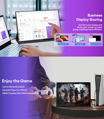 16" 2.5K 144Hz Portable Touchscreen Monitor - QHD IPS Travel Display