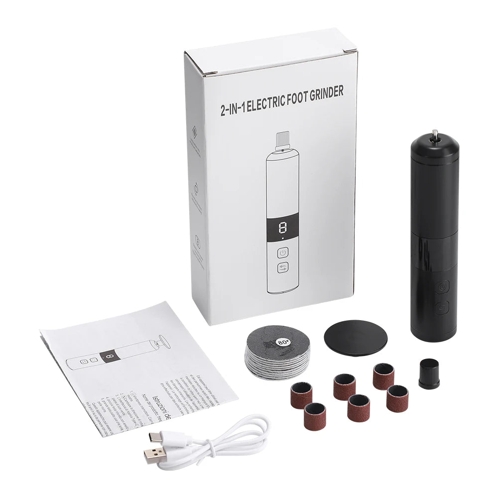 Electric Foot Callus Remover & Nail Care Kit - Rechargeable Pedicure Grinder