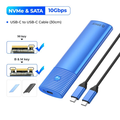 ORICO M.2 NVMe SATA SSD Enclosure Adapter USB 3.2 10Gbps Tool-Free Case