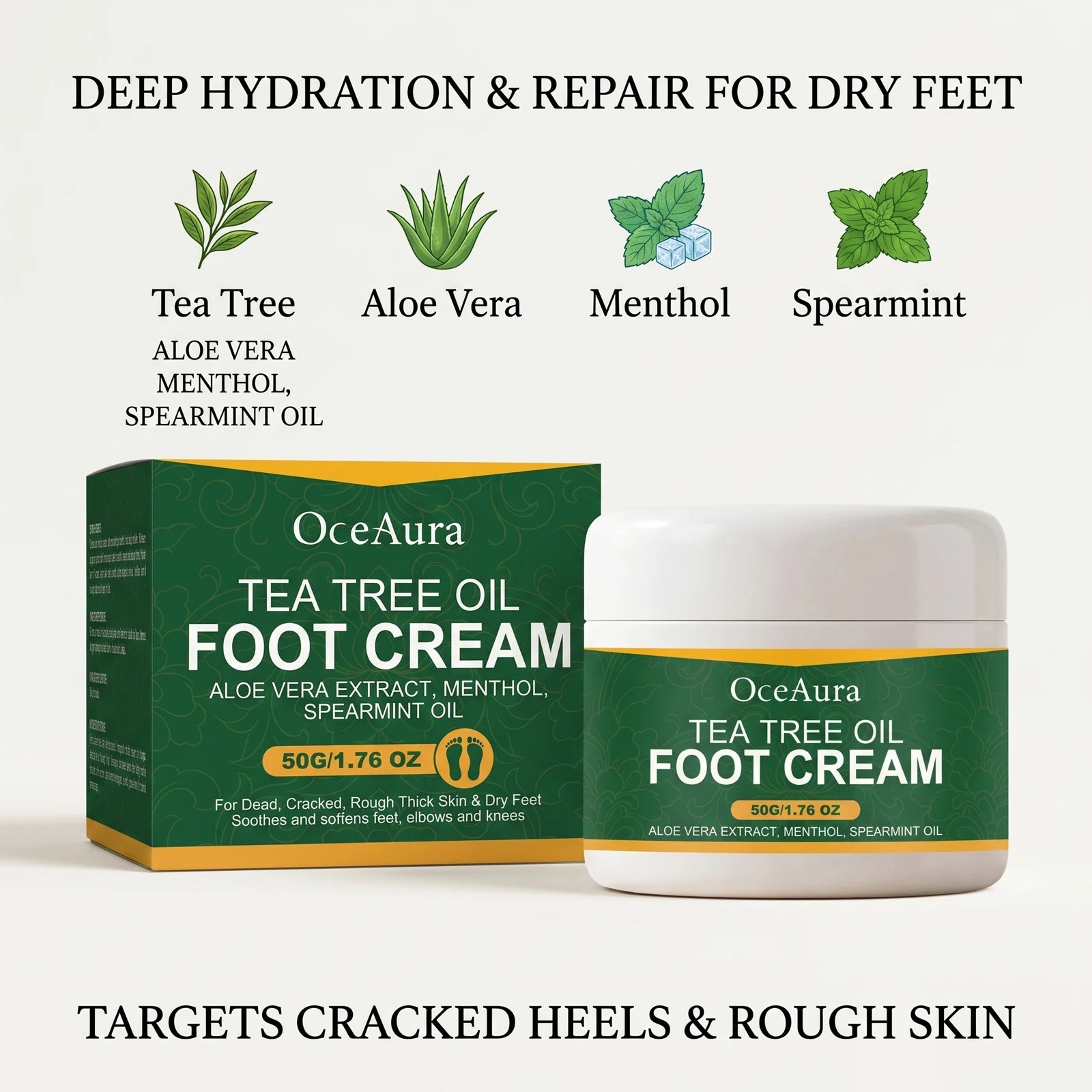 Tea Tree Oil Foot Repair Cream for Cracked Heels and Dry Skin - 3
