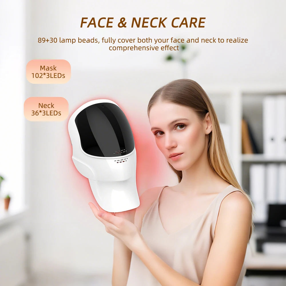 7-Color LED Face & Neck Light Therapy Mask Wireless - 3