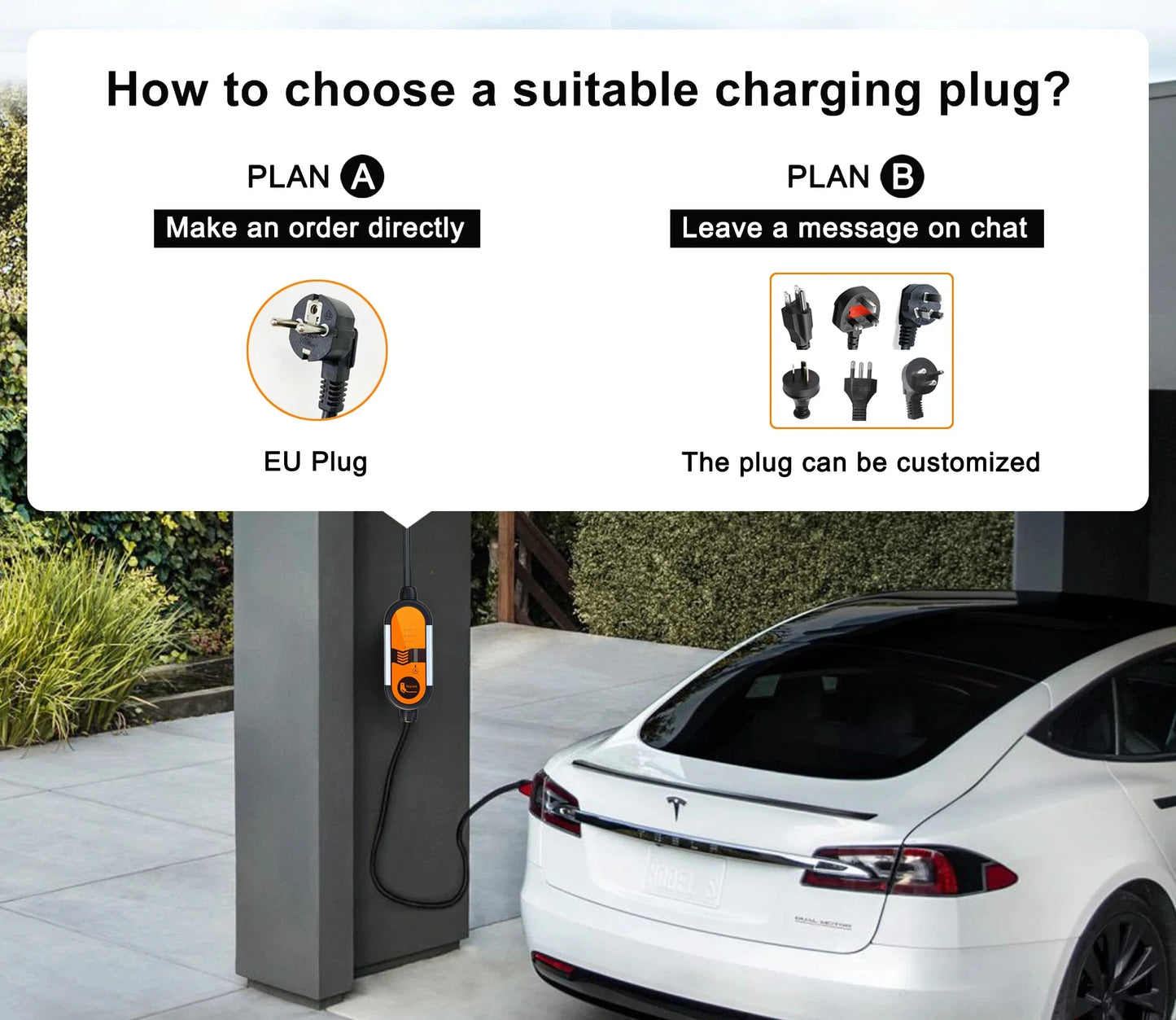 Portable EV Charger Type 1/Type 2, 3.5KW Adjustable Electric Vehicle Charger