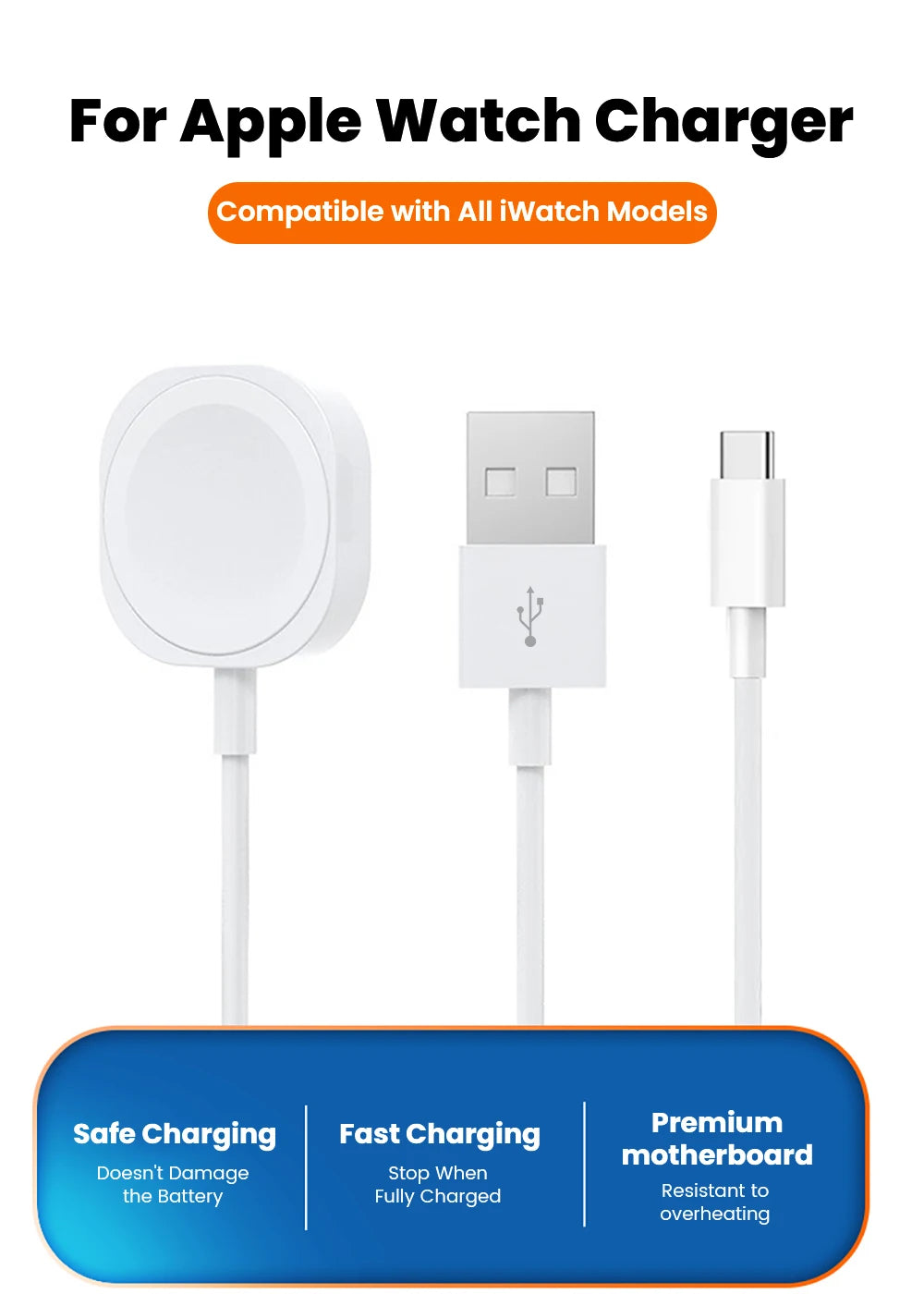 Magnetic Fast Charger for iWatch Series 1-11 & Ultra 1/2 USB-C Cable - 7