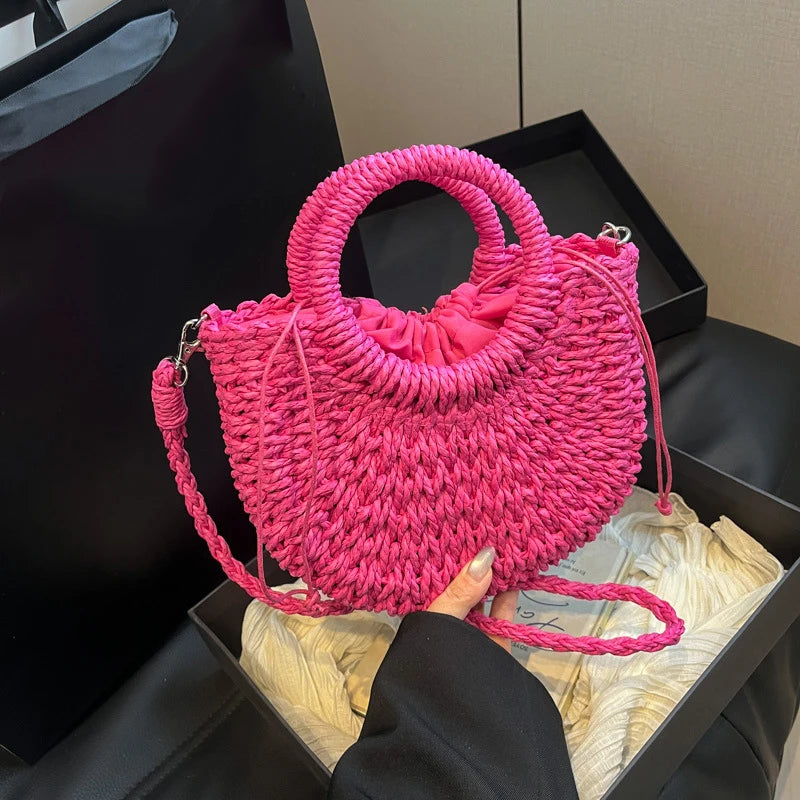 Luxury Orange Straw Handbag