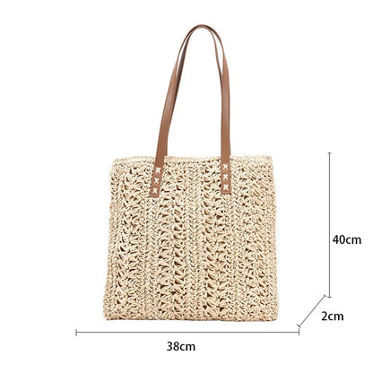 Luxury Bohemian Straw Beach Tote