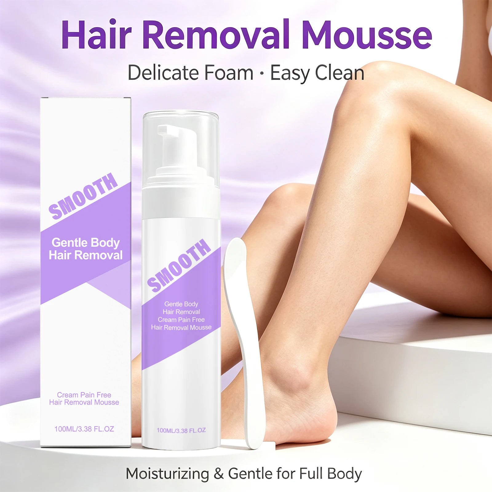 Painless Hair Removal Mousse Spray for Smooth Skin - Gentle Depilatory Foam - 6