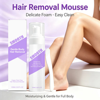 Painless Hair Removal Mousse Spray for Smooth Skin - Gentle Depilatory Foam