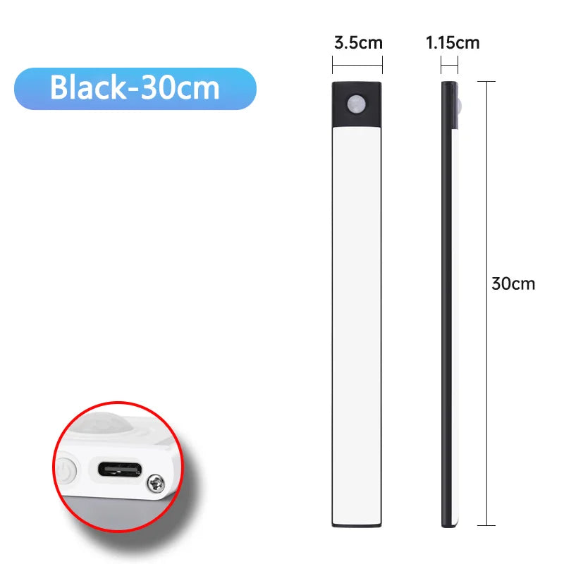 Ultra-Thin Magnetic LED Motion Sensor Cabinet Light - Type-C Rechargeable & Dimmable - 25