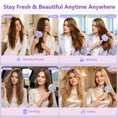 Electric Mist Spray Scalp Massager & Detangling Hair Brush with LED Light