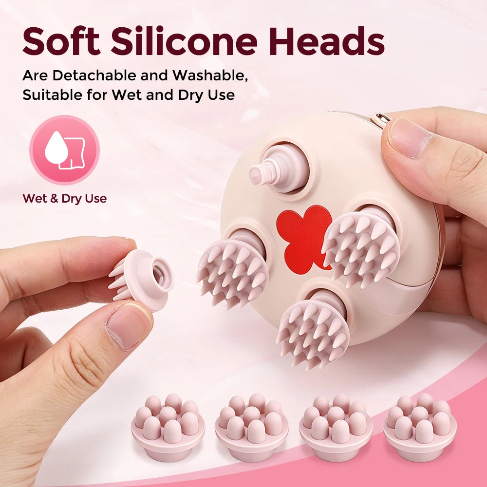 Electric Scalp Massager - Waterproof 360° Rotating Kneading Brush for Hair Growth - 4