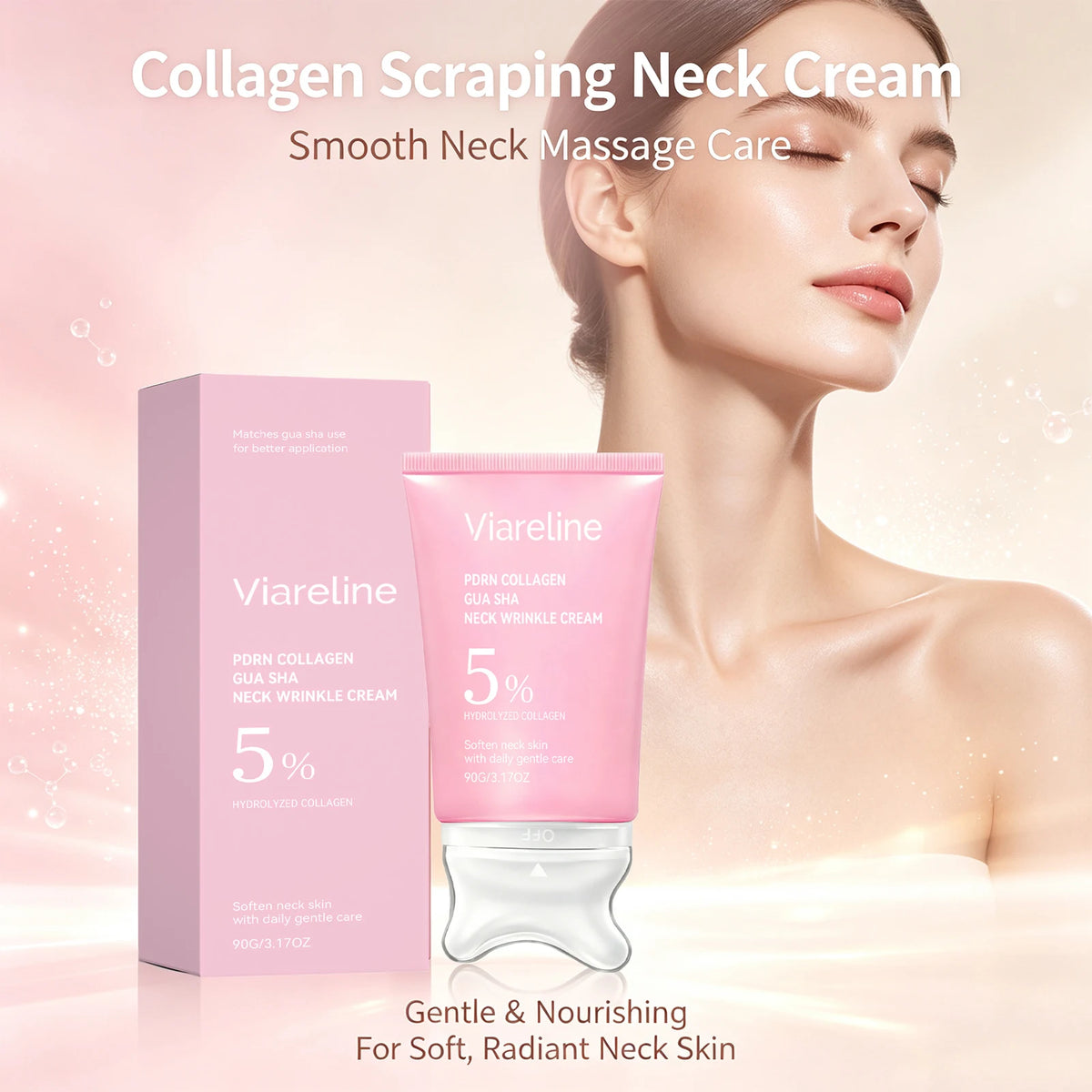 Collagen Neck Firming Cream with Integrated Gua Sha Massage Applicator