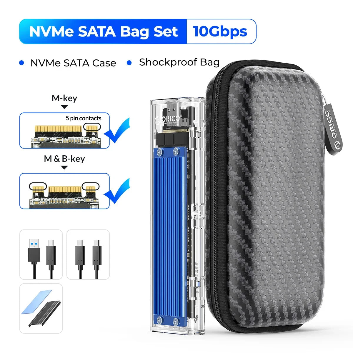 ORICO M.2 NVMe SSD Enclosure USB 3.1 Type-C External Hard Drive Case - 61