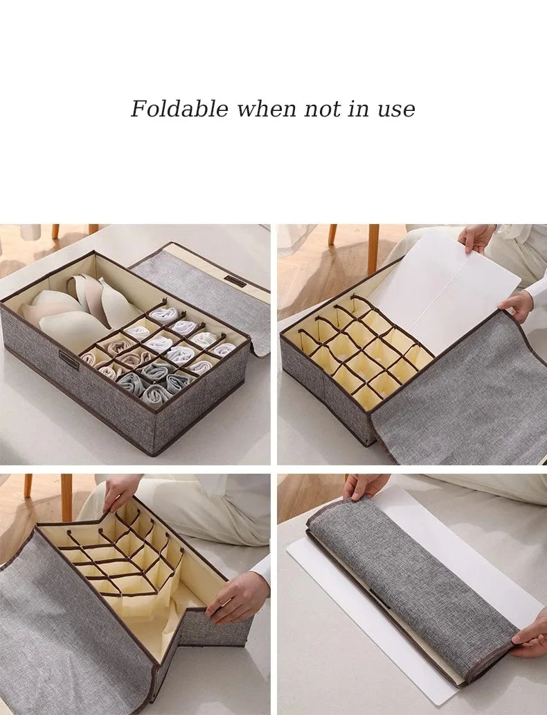 Foldable 3-in-1 Drawer Organizer for Underwear & Socks