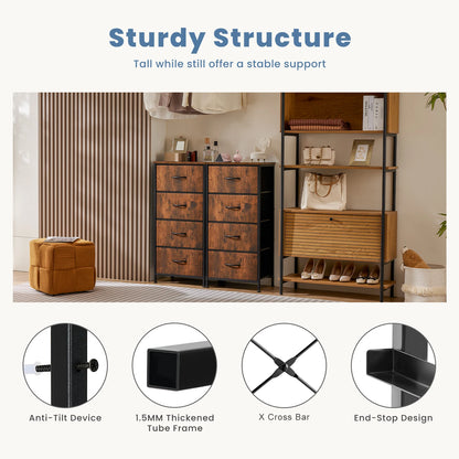 4-Drawer Bedroom Dresser & Nightstand with Sturdy Metal Frame
