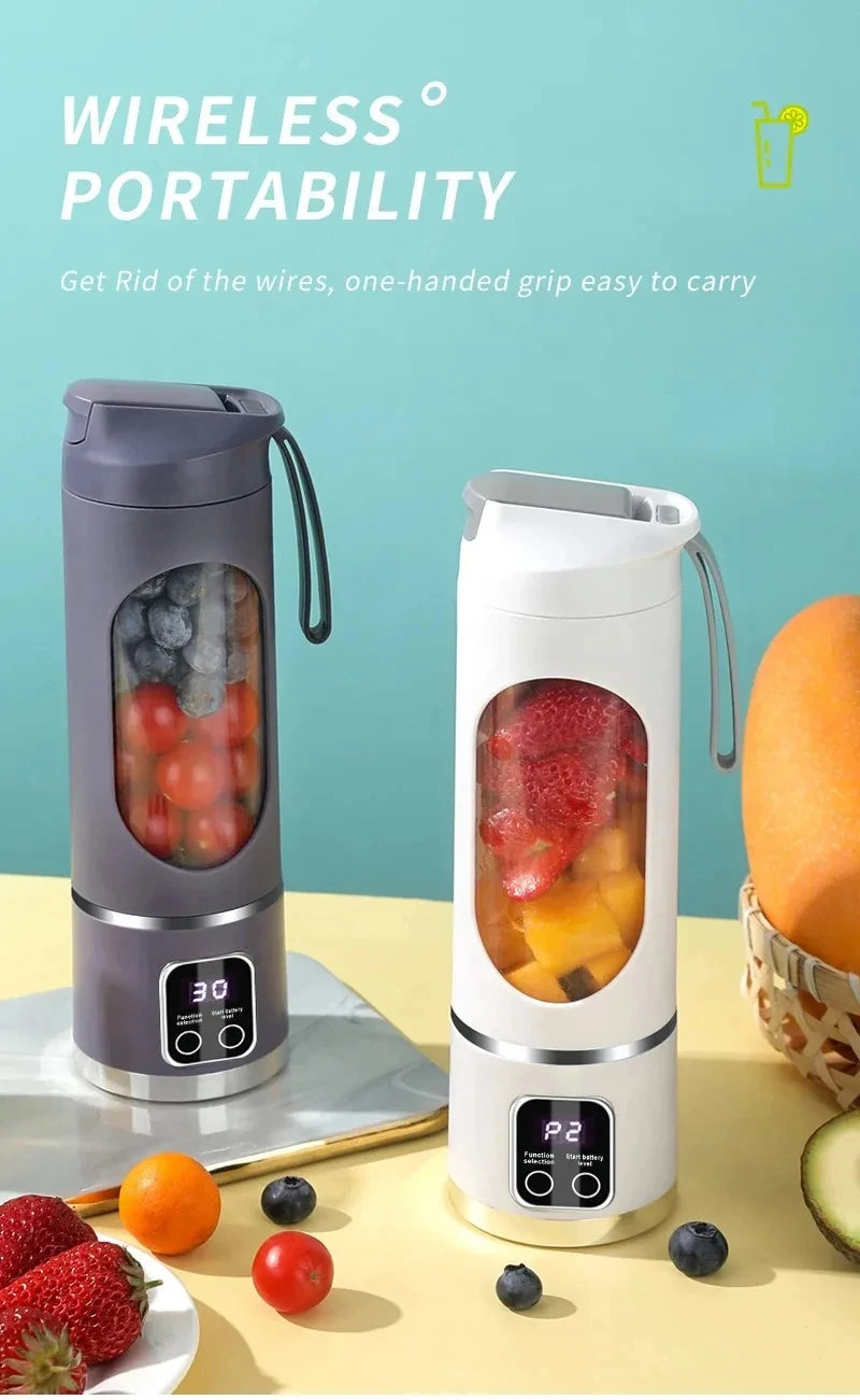 Portable 12-Blade Fruit Juicer Blender - 450ml USB Rechargeable Ice Crusher