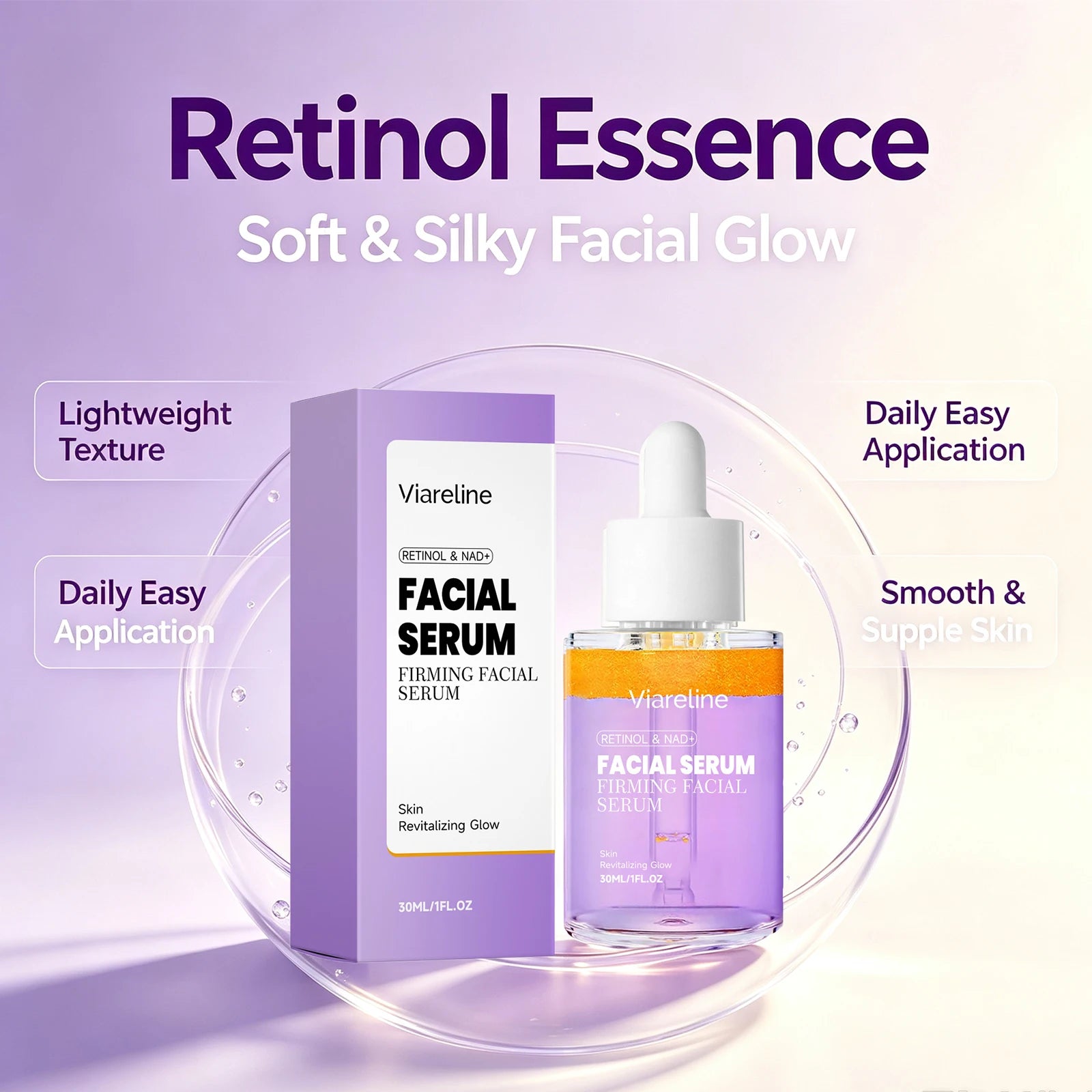 Retinol & NAD+ Firming Facial Serum - Anti-Aging Skin Lifting & Brightening Treatment - 5