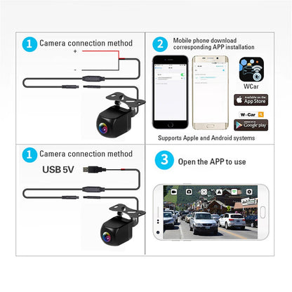 HD Wireless WiFi Backup Camera - Waterproof Car Rear View Camera for iOS & Android