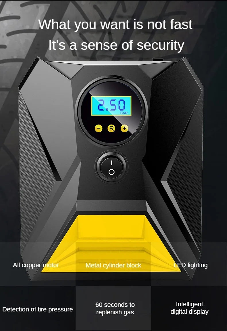 Portable 12V Car Tire Inflator - 150PSI Digital Air Compressor