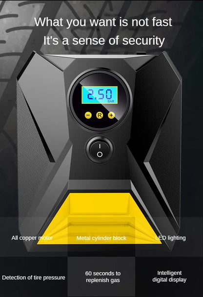 Portable 12V Car Tire Inflator - 150PSI Digital Air Compressor