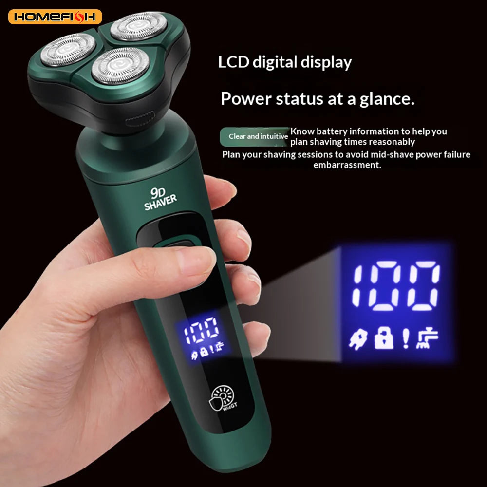 9D Floating Head Electric Shaver - Waterproof Rechargeable Razor