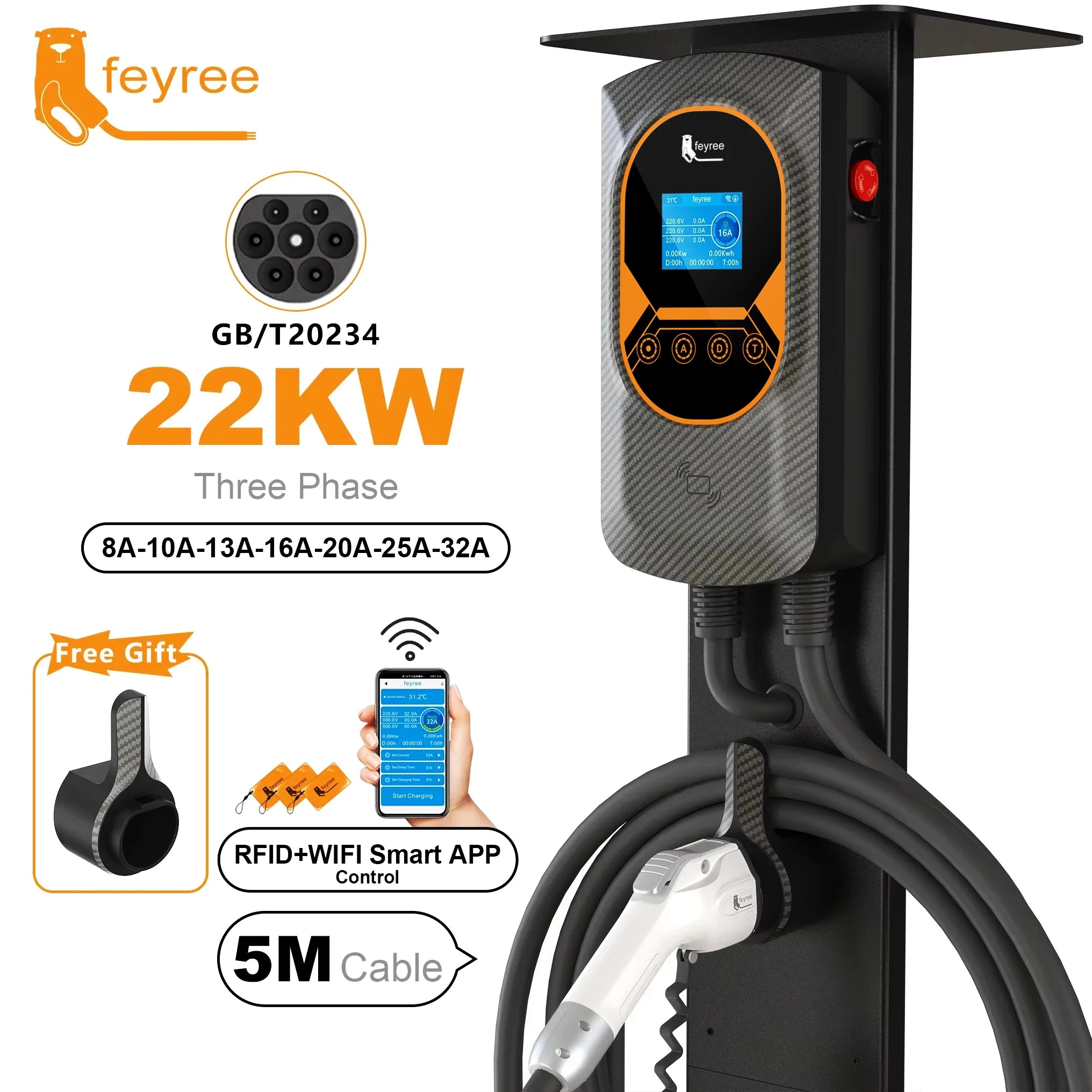 Smart EV Wallbox Charger - WiFi APP Control GB/T Electric Vehicle Charging Station - 1