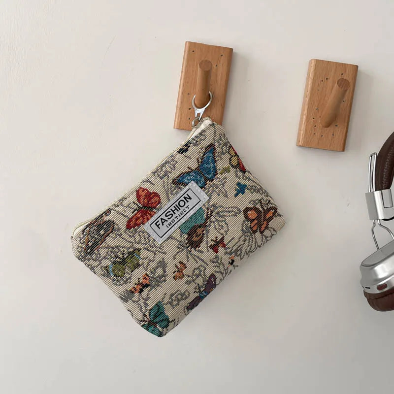 Luxury Retro Floral Canvas Clutch