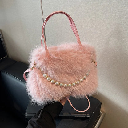 Luxury Plush Pearl Handbag