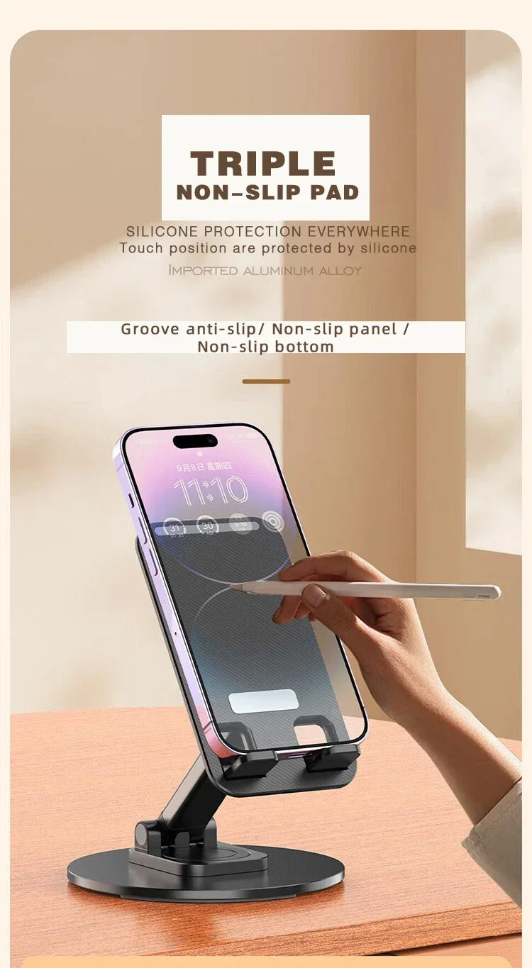Foldable 360° Rotating Desktop Phone Stand - Universal Adjustable Holder - 14