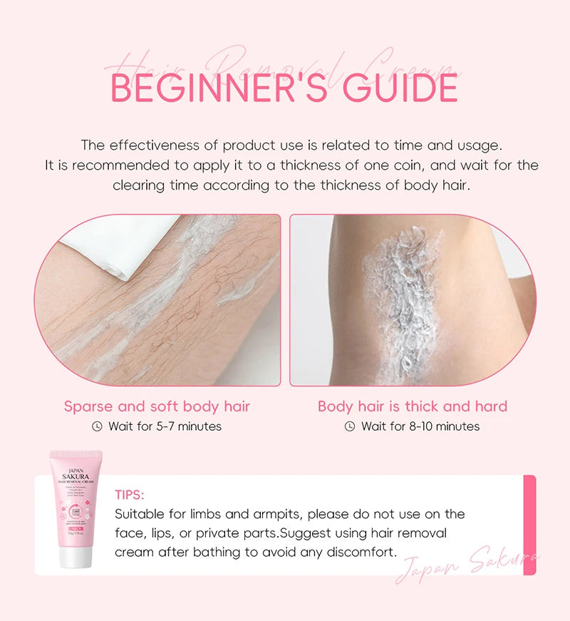 Japan Sakura Painless Hair Removal Cream for Smooth Silky Skin