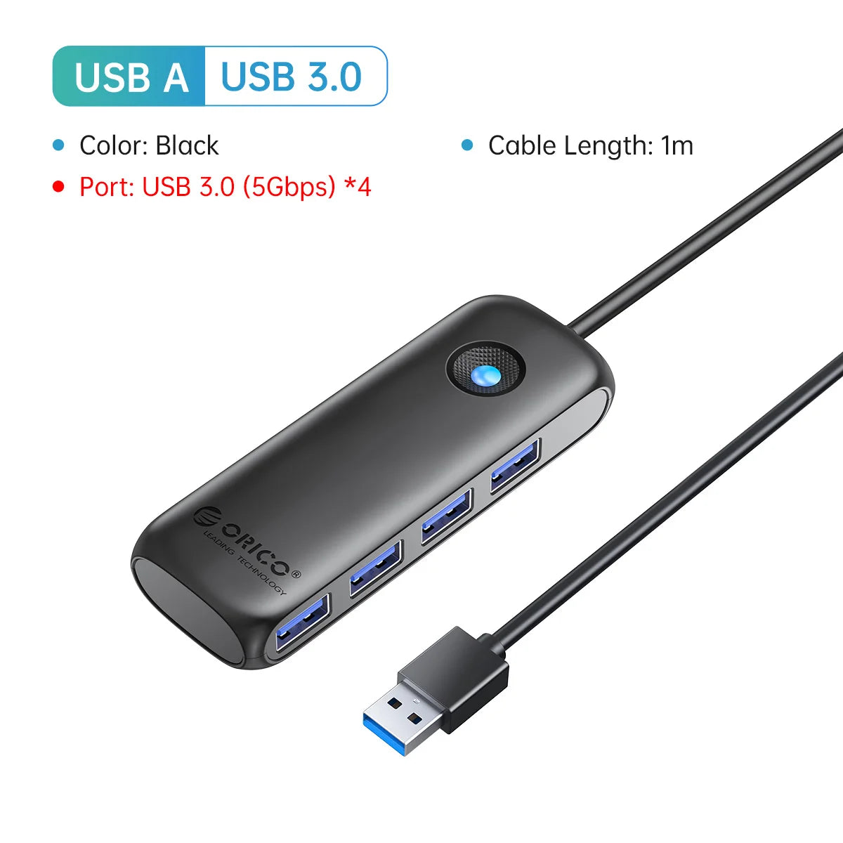 4-Port USB 3.0 Hub High-Speed Data Splitter & Multi-Device Extender - 21