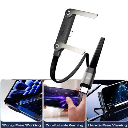 240W USB-C to USB-C Fast Charging Cable with Built-in Desktop Phone Holder