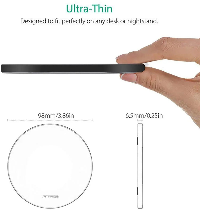 15W Fast Wireless Charging Pad - Slim Qi-Certified Charger for All Devices - 16