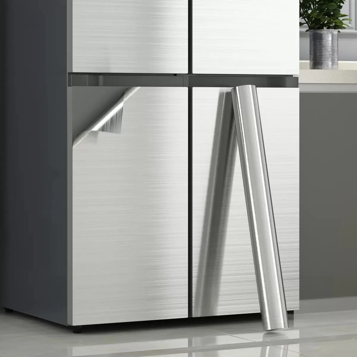 Stainless Steel Contact Paper - Peel & Stick Brushed Silver Vinyl - 2