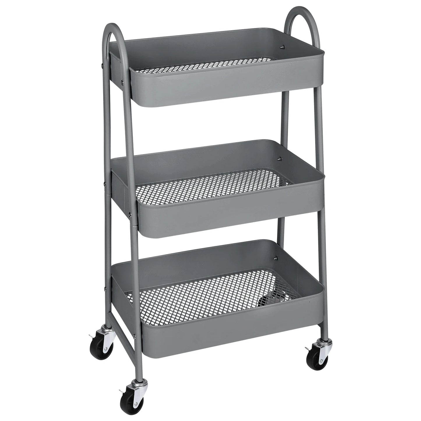 3-Tier Rolling Storage Utility Cart with Lockable Wheels for Home