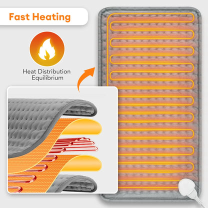 Electric Heating Pad for Back, Neck and Leg Pain Relief with Temperature Control