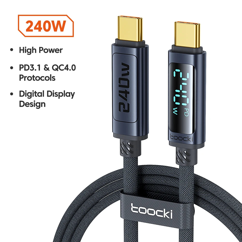 240W USB-C to USB-C Fast Charging Cable with Digital Power Display - 21