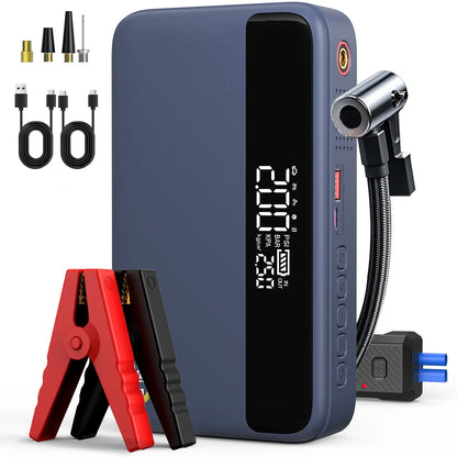 Portable 1500A Car Jump Starter with 150PSI Air Compressor & Power Bank