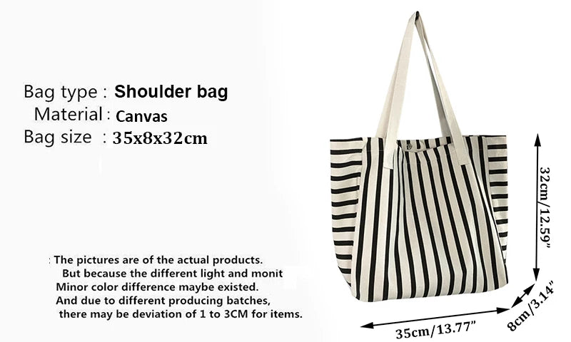 Luxury Striped Canvas Beach Tote